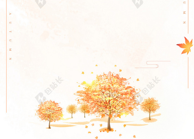 小清新秋季秋天树叶黄叶背景