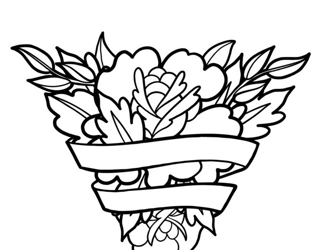 创意黑色素描花朵