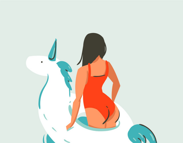 卡通手绘彩色漂流插图
