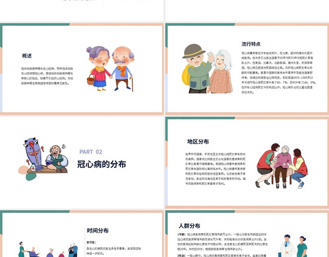 粉紫色小清新风格冠心病健康管理培训PPT模板