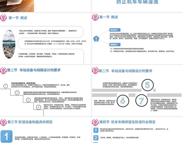 蓝色灰色暗色调商务风格铁路安全知识培训PPT模板
