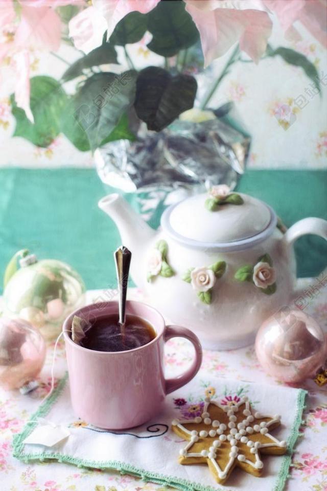 餐饮简约下午茶时间宣传背景图片