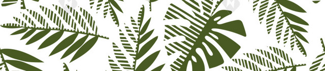 手绘绿色植物包装纸图案