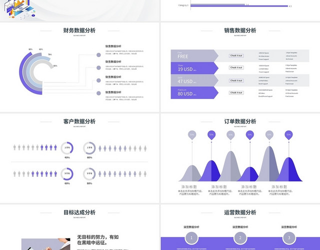 紫色简约数据分析报告PPT模板
