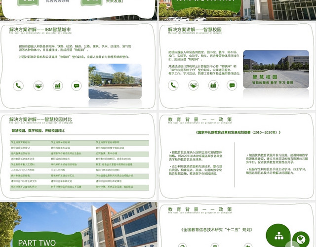 绿色简约清新风智慧校园PPT模板
