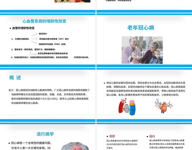 蓝色简约老年心血管疾病医疗讲座课件老年医学讲座培训