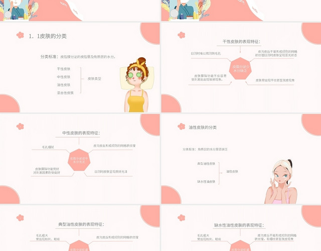粉色简约漫画卡通风美容基础护理培训内容PPT课件PPT模板