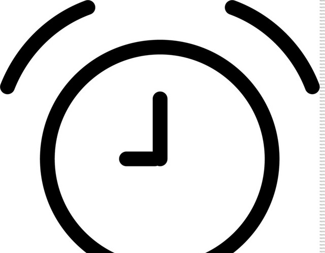 黑色卡通闹钟线条扁平图标