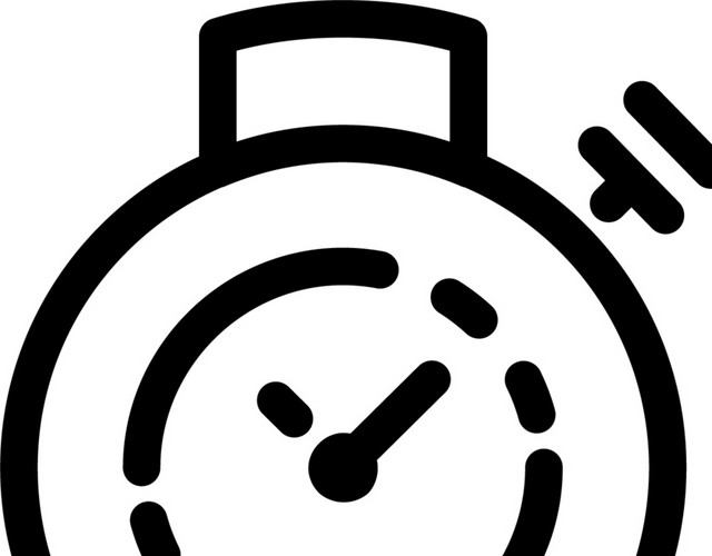 黑色卡通秒表计时器线条扁平图标