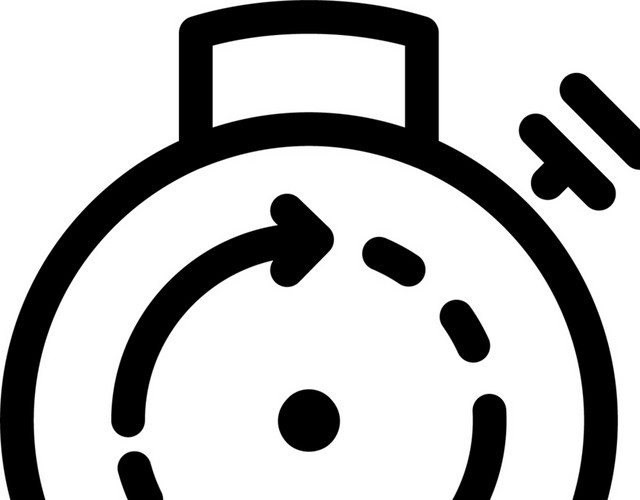 黑色卡通秒表线条扁平图标