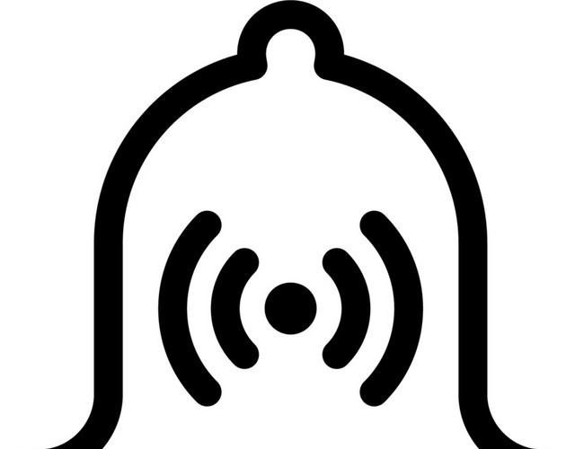 黑色卡通铃铛闹钟线条扁平图标