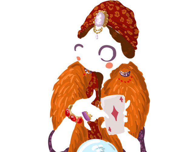 彩色手绘占卜师插画素材