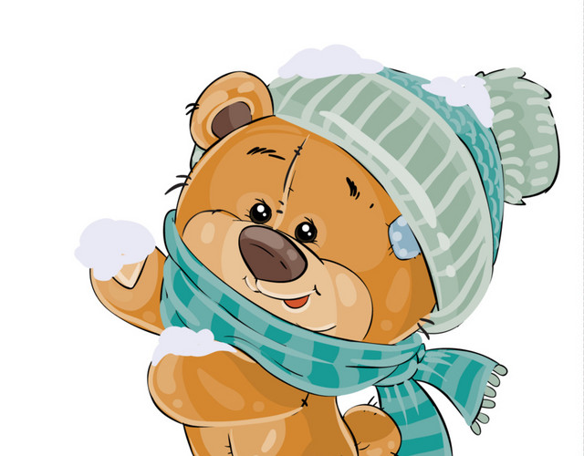 彩色手绘小熊插画素材