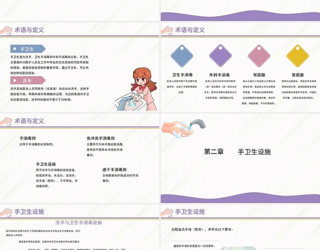 简约紫色医院医务人员手卫生PPT初三成在坚持