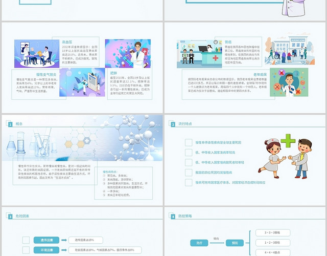 蓝色商务简约风慢性病概述及糖尿病健康管理PPT模板