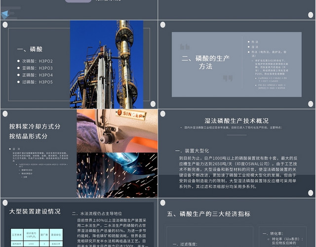 黑色高端大气商务磷酸生产工艺流程培训PPT模板