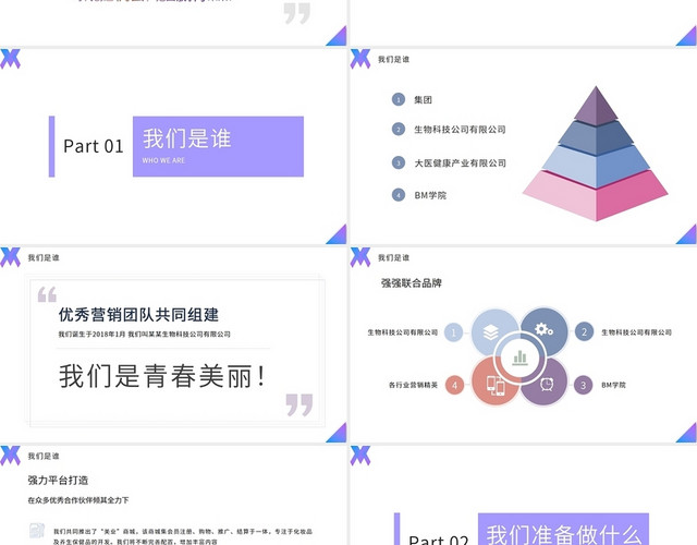 紫色渐变简约美业新零售模式PPT模板