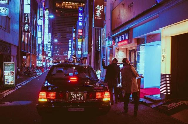时尚大阪城市夜景背景图片