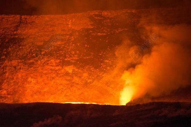 火山 岩浆 流动 喷发 景观 活跃 热 地质 火山口 夜