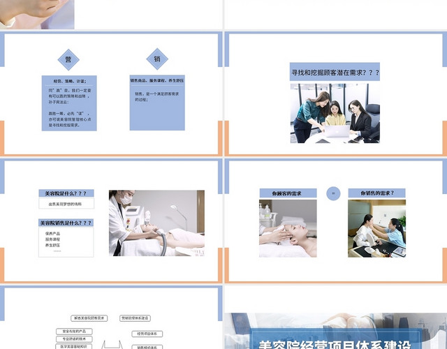 蓝色商务风格美容院营销管理系统PPT