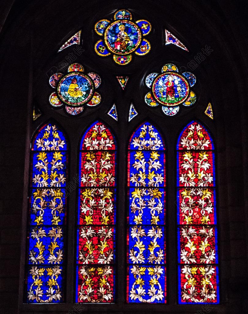 染色玻璃窗口 大教堂 COLRES 光 太阳之光 光明 缕阳光