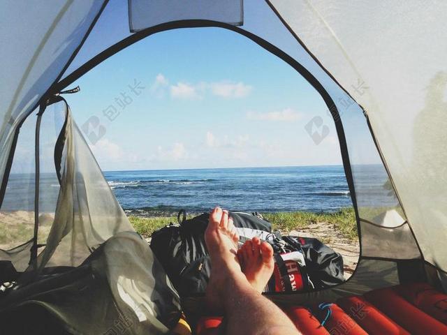 帐篷 露营 户外 湖 水 脚