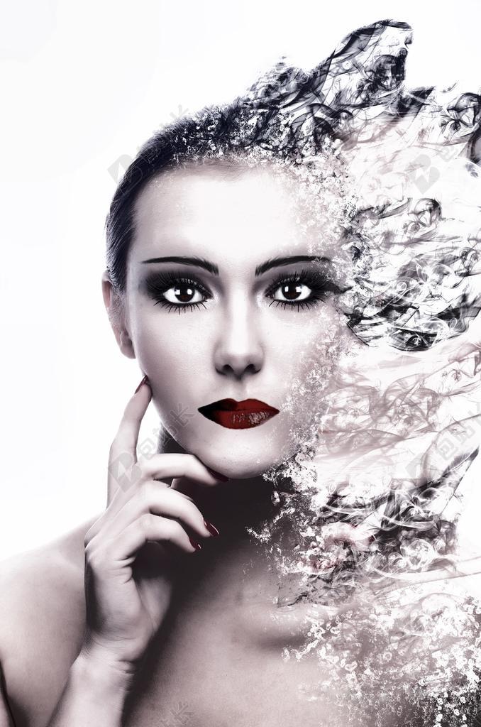 广告时尚敷面膜的女子背景图片