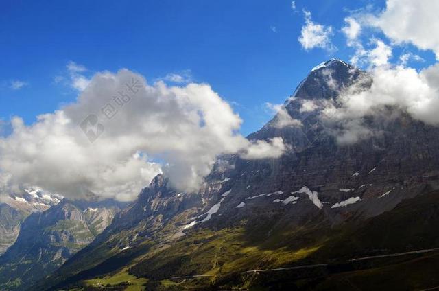EIGER 北脸 全景 高山 瑞士 山 景观 云 远足
