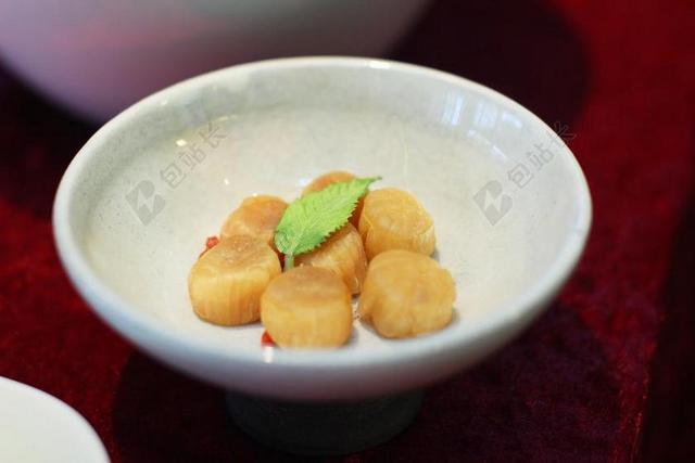干贝 海鲜 食物 瓷碗 叶子 過年 春節