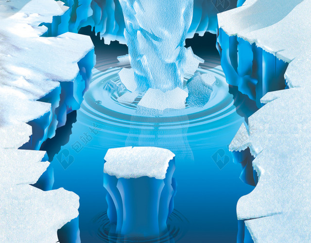 冬天冰雪冰块海报背景