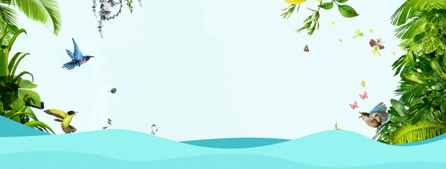春季上新文艺几何绿叶蓝BANNER