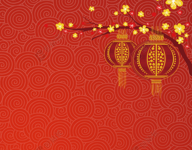 中国风红色祥云底纹2017鸡年H5背景素材
