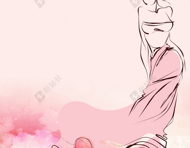 粉色花朵38妇女节PS源文件H5背素材