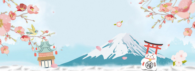日本游卡通蓝色海报BANNER背景