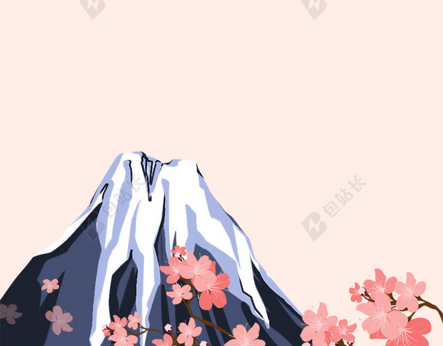 樱花与富士山冬季雪景H5背景