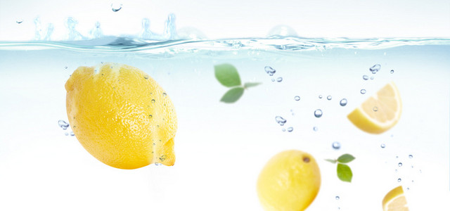 清新水果柠檬水珠背景BANNER