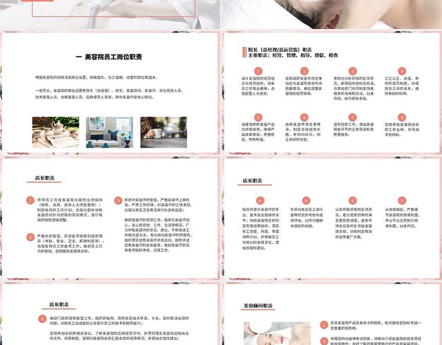 温柔粉色风格美容院员工管理PPT课件全集