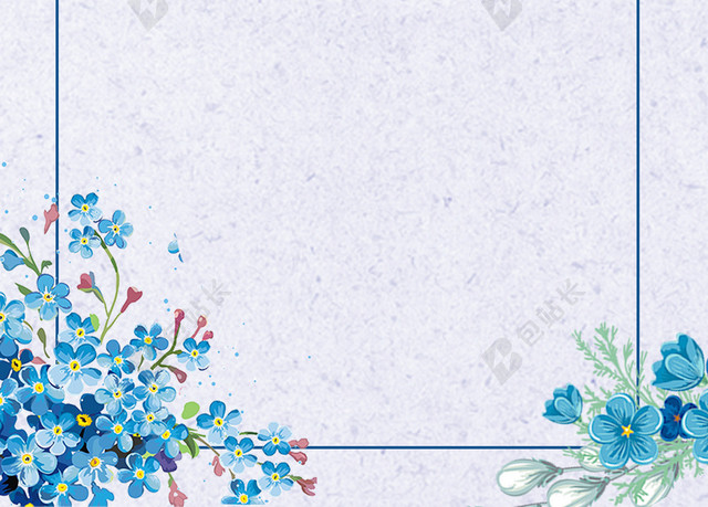 夏至蓝色花簇纹理海报背景