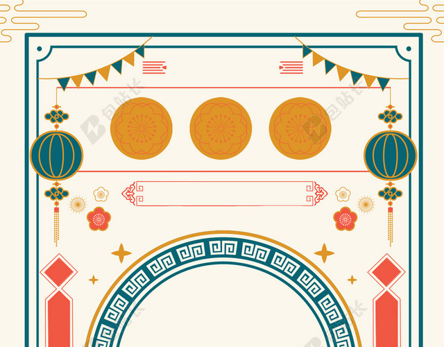 2018年狗年白色花纹灯笼通用背景