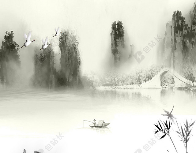 中国风山水仙境背景素材