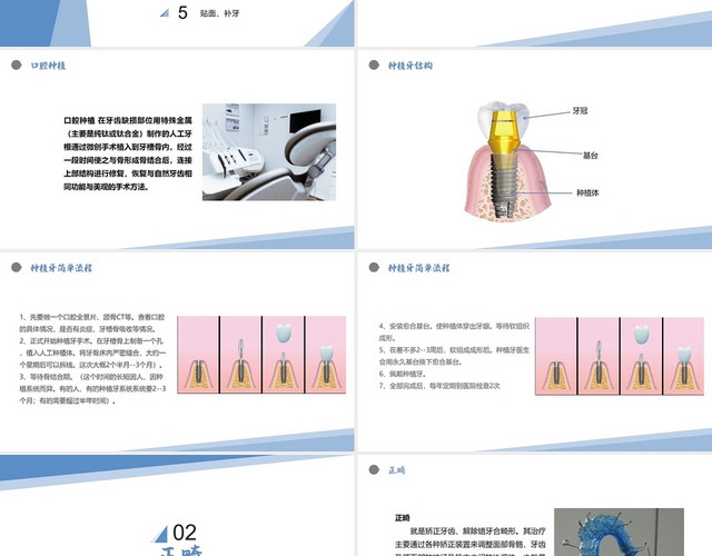 白蓝简约口腔医疗卫生知识培训PPT模板