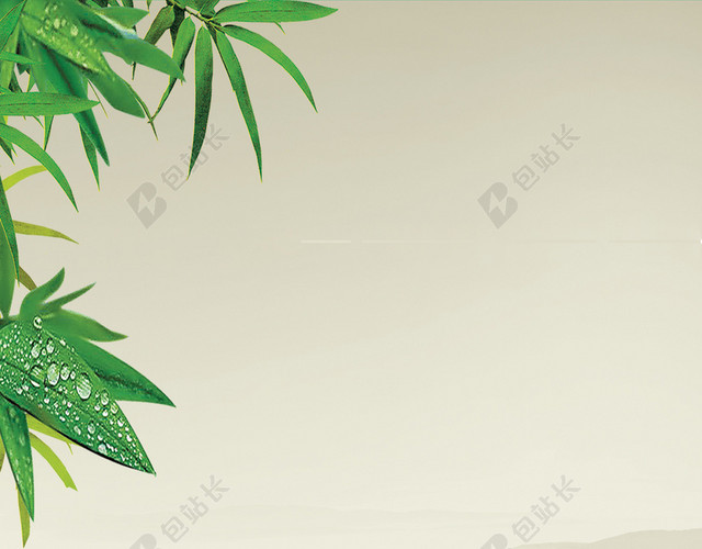 中国风山水竹叶荷花背景