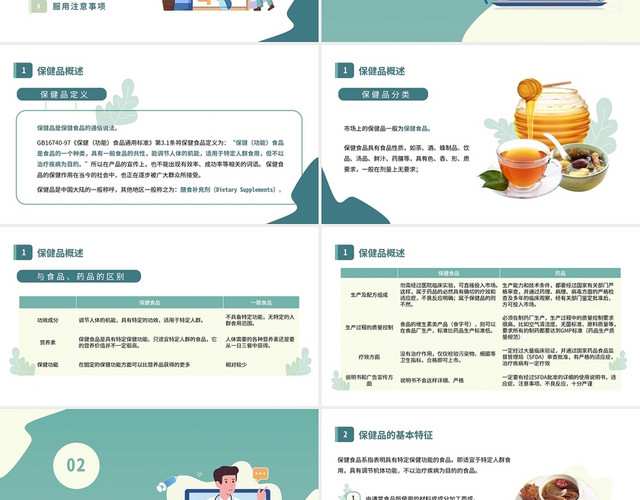 绿色简约保健品医疗工作汇报PPT