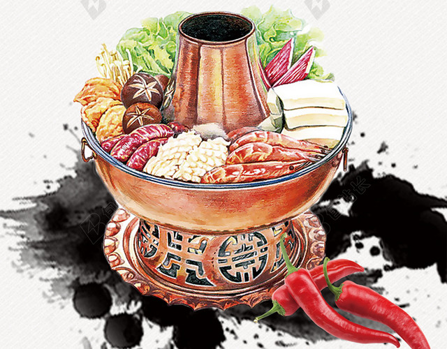 火锅美食PSD分层H5背景素材