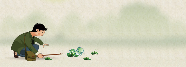 清明卡通绿色海报BANNER背景