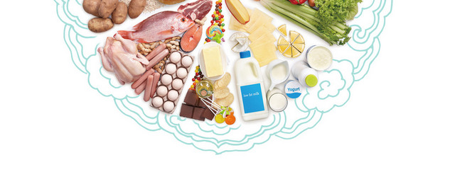 食品卡通蓝色海报BANNER背景