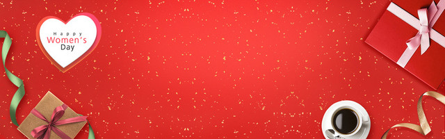 38妇女节渐变礼物质感丝带红BANNER