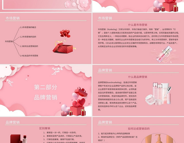 粉色简约美容护肤产品营销方案PPT模板
