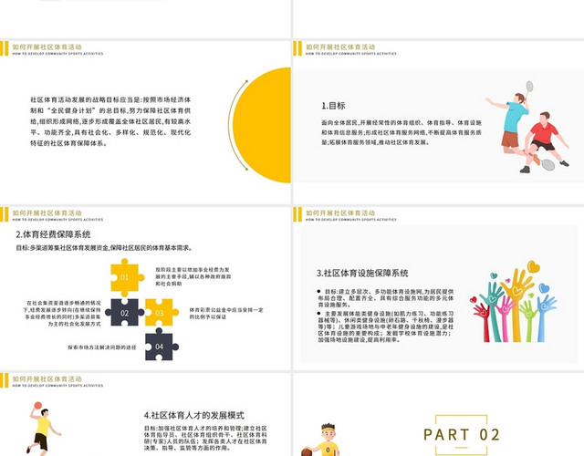 黄色卡通社区体育社会体育指导员培训PPT模板