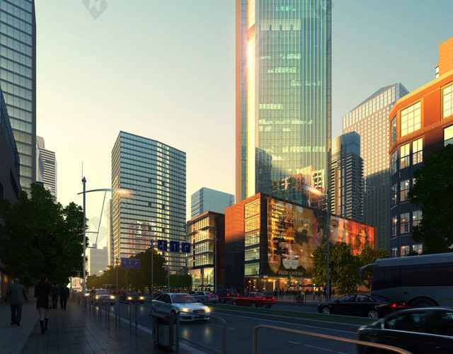 城市摩天大楼等效果图背景素材